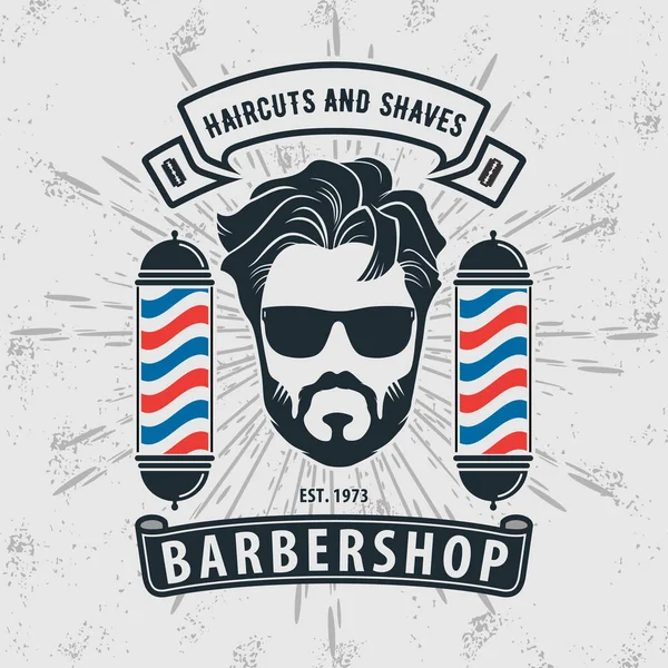 Logotipo Barbearia Cartaz Conceito Design Banner Com Poste Barbeiro Homens — Vetor de Stock