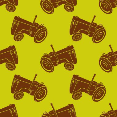 Retro farm agricultural tractor seamless pattern. Vector illustration 
