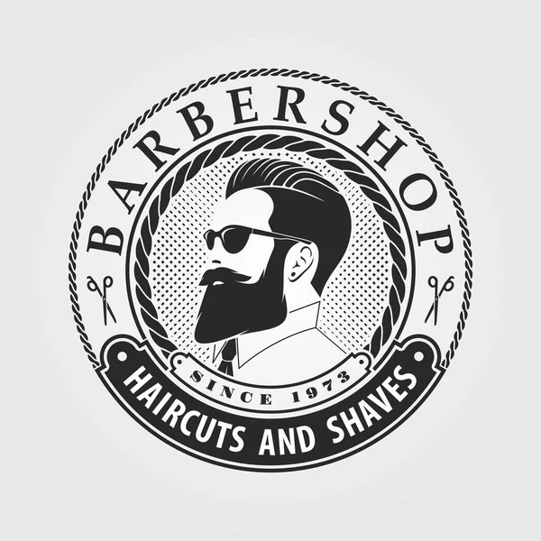 Berber Dükkanı Logosu Afiş Afiş Tasarımı Konsepti Berber Direği Sakallı — Stok Vektör
