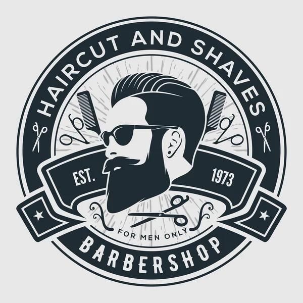 Barbershop Logo Poster Banner Design Concept Met Kapperspaal Bebaarde Mannen Vectorbeelden