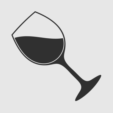 Beyaz arka planda izole edilmiş şarap bardağı ikonu. Vektör illüstrasyonu