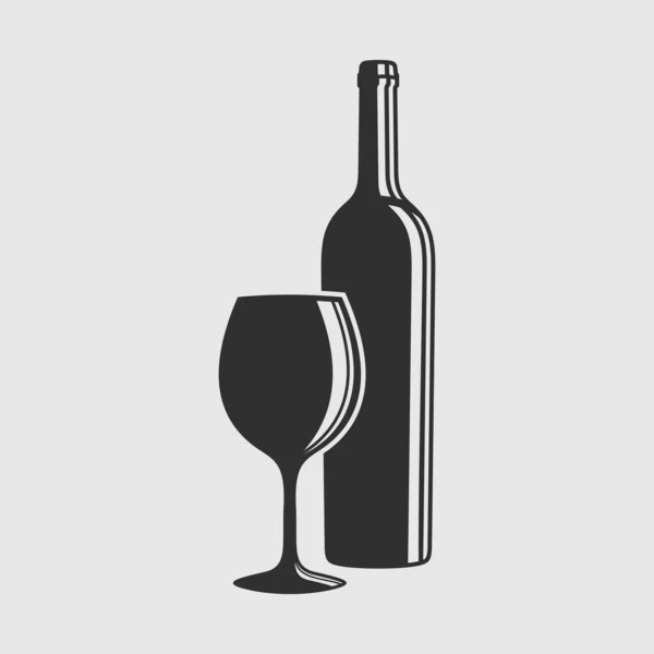 白を基調としたワイングラスのワインボトル ベクターイラスト — ストックベクタ