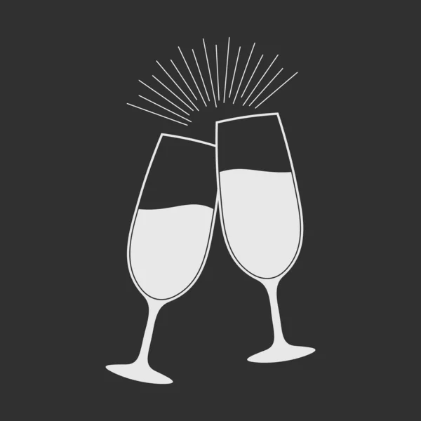 シャンパン2杯だ シャンパングラスで乾杯 ベクターイラスト — ストックベクタ