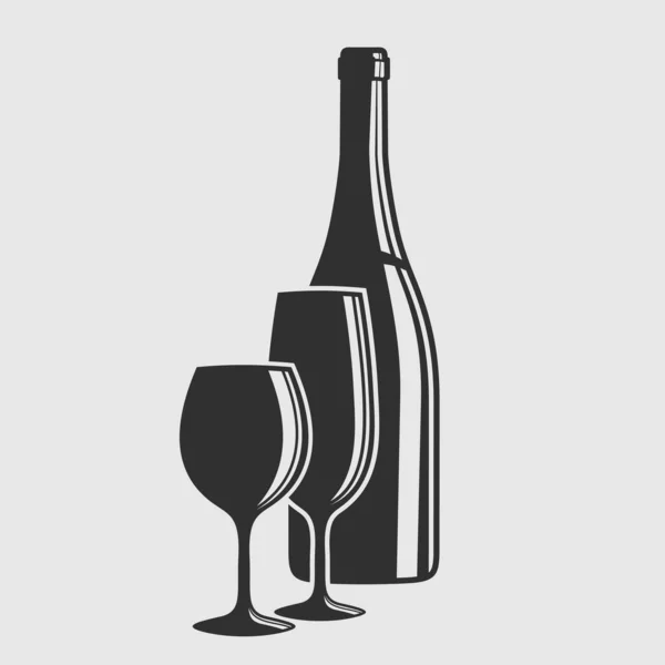 白を基調としたワイングラスのワインボトル ベクターイラスト — ストックベクタ