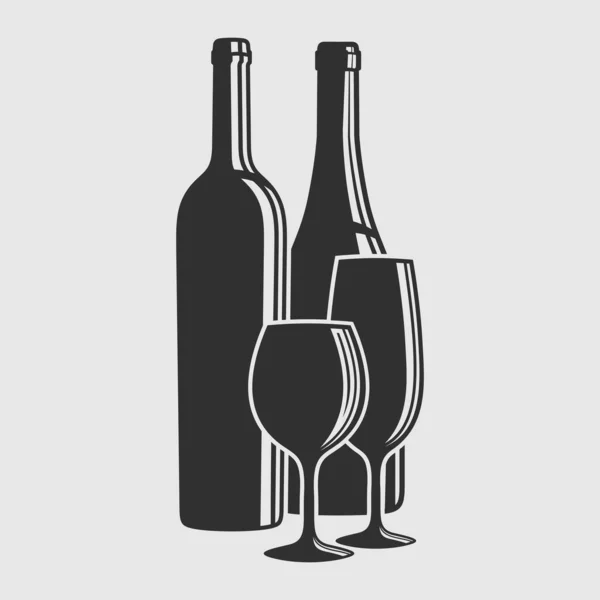 白に隔離されたワイングラスとワインボトル ベクターイラスト — ストックベクタ