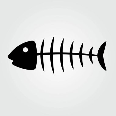Beyaz arka planda balık iskeleti simgesi izole edildi. Vektör illüstrasyonu