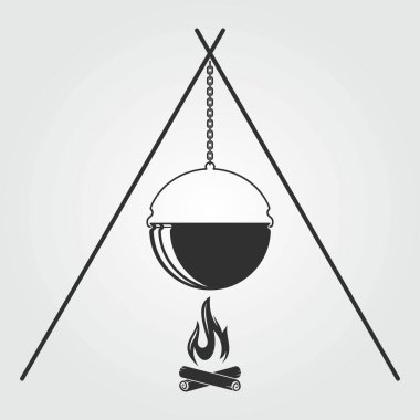 Pot yangın siluet. Vektör çizim