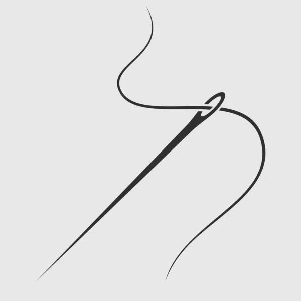 白に隔離された針と糸のシルエット ベクターイラスト — ストックベクタ