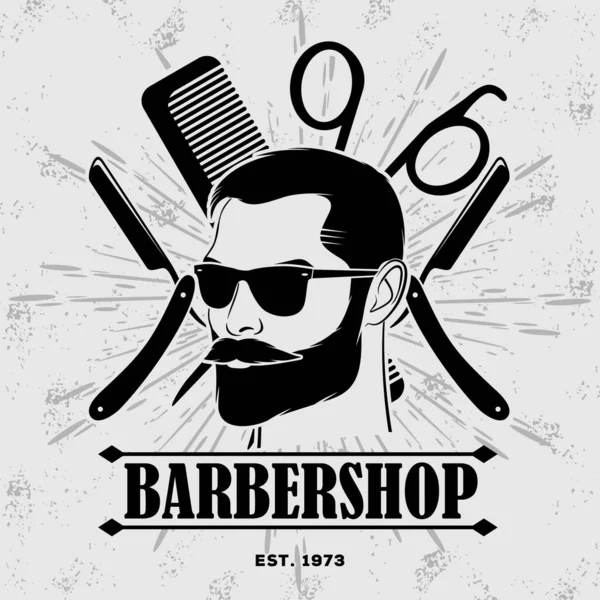 Barbershop Poster Banner Vorlage Mit Bärtigen Männern — Stockvektor