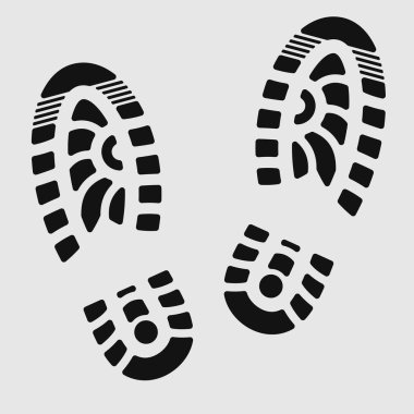 Ayakkabı izi beyaz arkaplanda izole edildi. Vektör illüstrasyonu