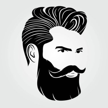 Sakallı adamlar, hippi suratlı ikon izole edilmiş. Vektör illüstrasyonu