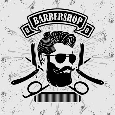 Berber dükkanı posteri, sakallı adamlarla birlikte afiş.. 