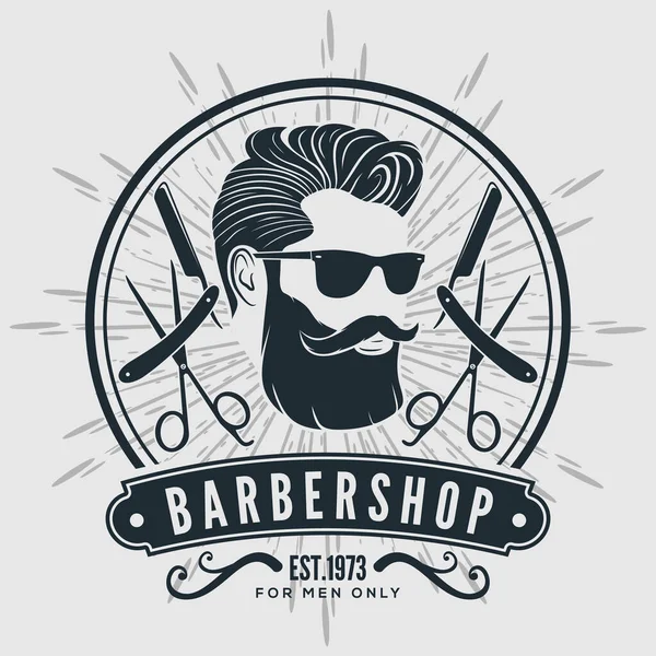 Cartaz Barbearia Modelo Banner Com Homens Barbudos —  Vetores de Stock