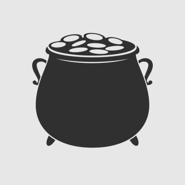 Leprikon altın sikke ikonu. Aziz Patrick Günü temasının tasarım elemanı. Vektör illüstrasyonu