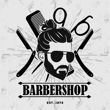 Berber dükkanı posteri, sakallı adamlarla birlikte afiş.. 