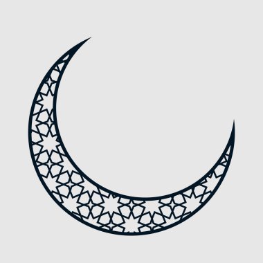Hilal, Kurban Bayramı, Muharram, Kurban Bayramı, Ramazan Bayramı ve diğer İslami kutlamalara uygun şekilde süslenmiş. Vektör illüstrasyonu