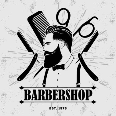 Berber dükkanı posteri, sakallı adamlarla birlikte afiş.. 