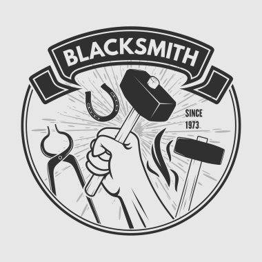 Demirci logosu tasarım şablonu. Vektör illüstrasyonu