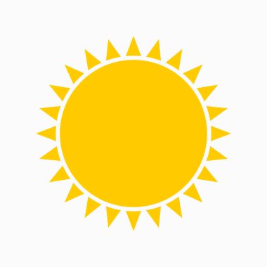 Güneş ikonu izole edildi. Vektör illüstrasyonu.