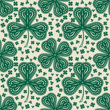  Aziz Patrick Günü geçmişi yeşil renklerde. Kusursuz desen. Vektör illüstrasyonu