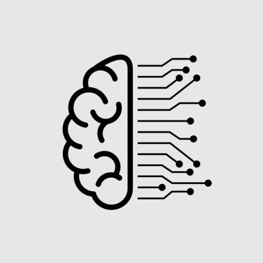 Sibernetik beyin. Yapay zeka konsepti. Vektör illüstrasyonu