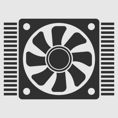 Bilgisayar soğutucusu, bilgisayar donanım fan. Vektör illüstrasyonu