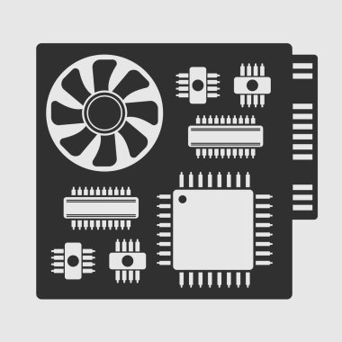 Elektronik, bilgisayar tahtası sembolü. Vektör illüstrasyonu