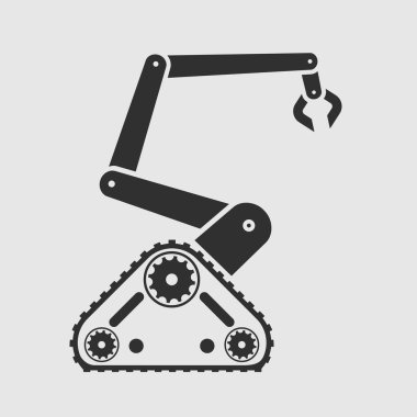 Robot kol, el manipülatörü siluet sembolü. Vektör illüstrasyonu