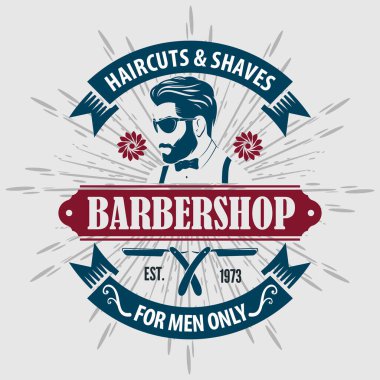 Berber dükkanı posteri, sakallı adamlarla birlikte afiş.. 