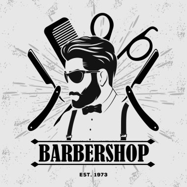 Berber dükkanı posteri, sakallı adamlarla birlikte afiş.. 