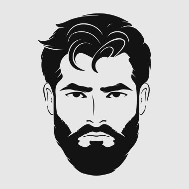 Sakallı adamlar, hippi suratlı ikon izole edilmiş. Vektör illüstrasyonu 