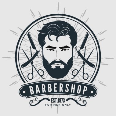 Berber dükkanı posteri, sakallı adamlarla birlikte afiş.. 