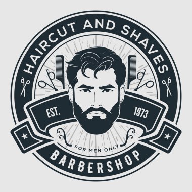 Berber dükkanı posteri, sakallı adamlarla birlikte afiş.. 