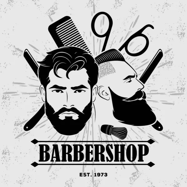 Berber dükkanı posteri, sakallı adamlarla birlikte afiş.. 