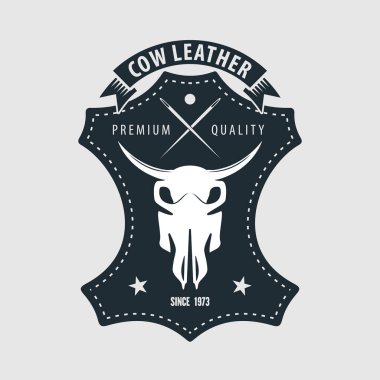 Deri araç, inek derisi logo tasarımı. Vektör illüstrasyonu