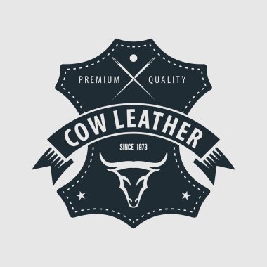 Deri araç, inek derisi logo tasarımı. Vektör illüstrasyonu