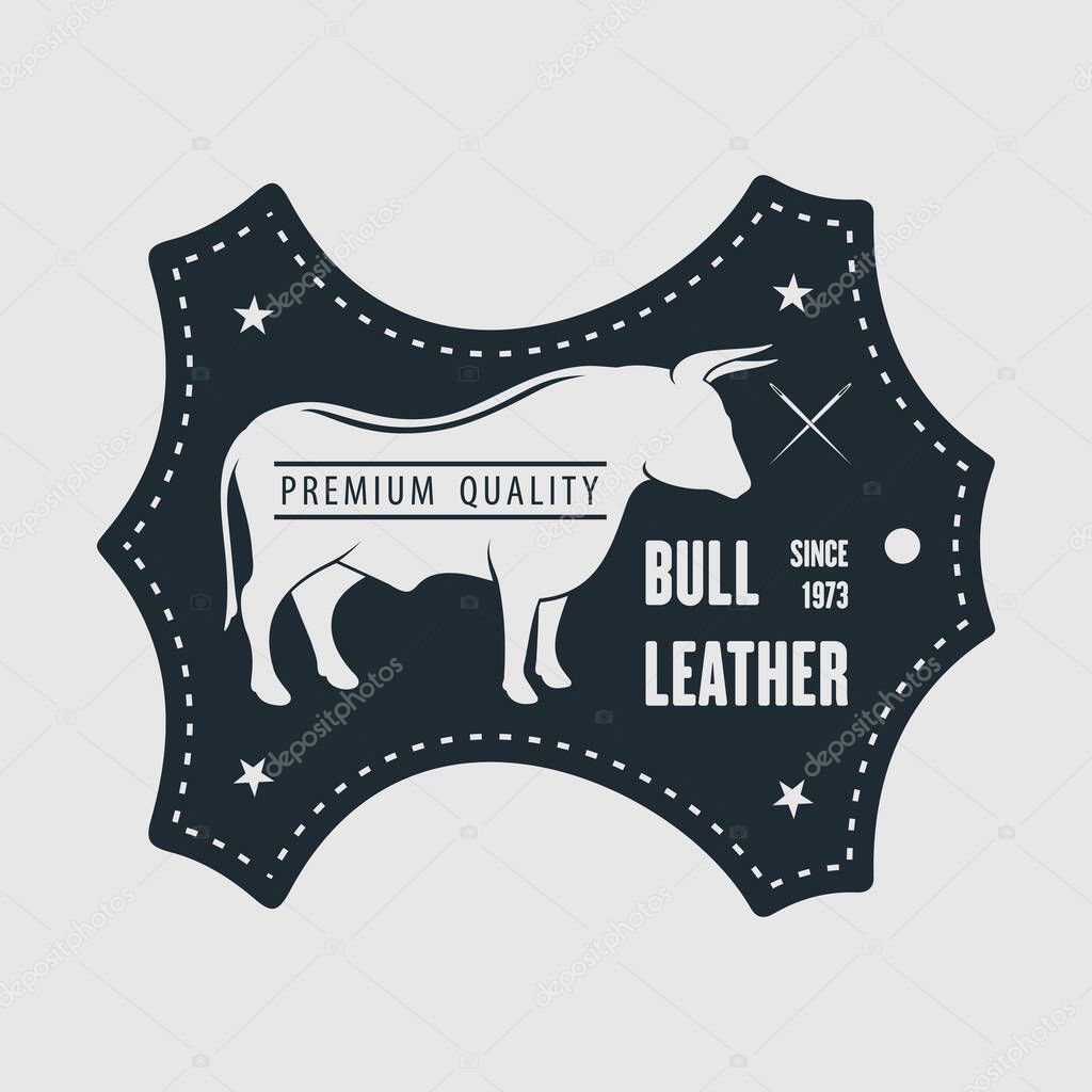 Leather craft, Bull leather logo design. Vector illustration