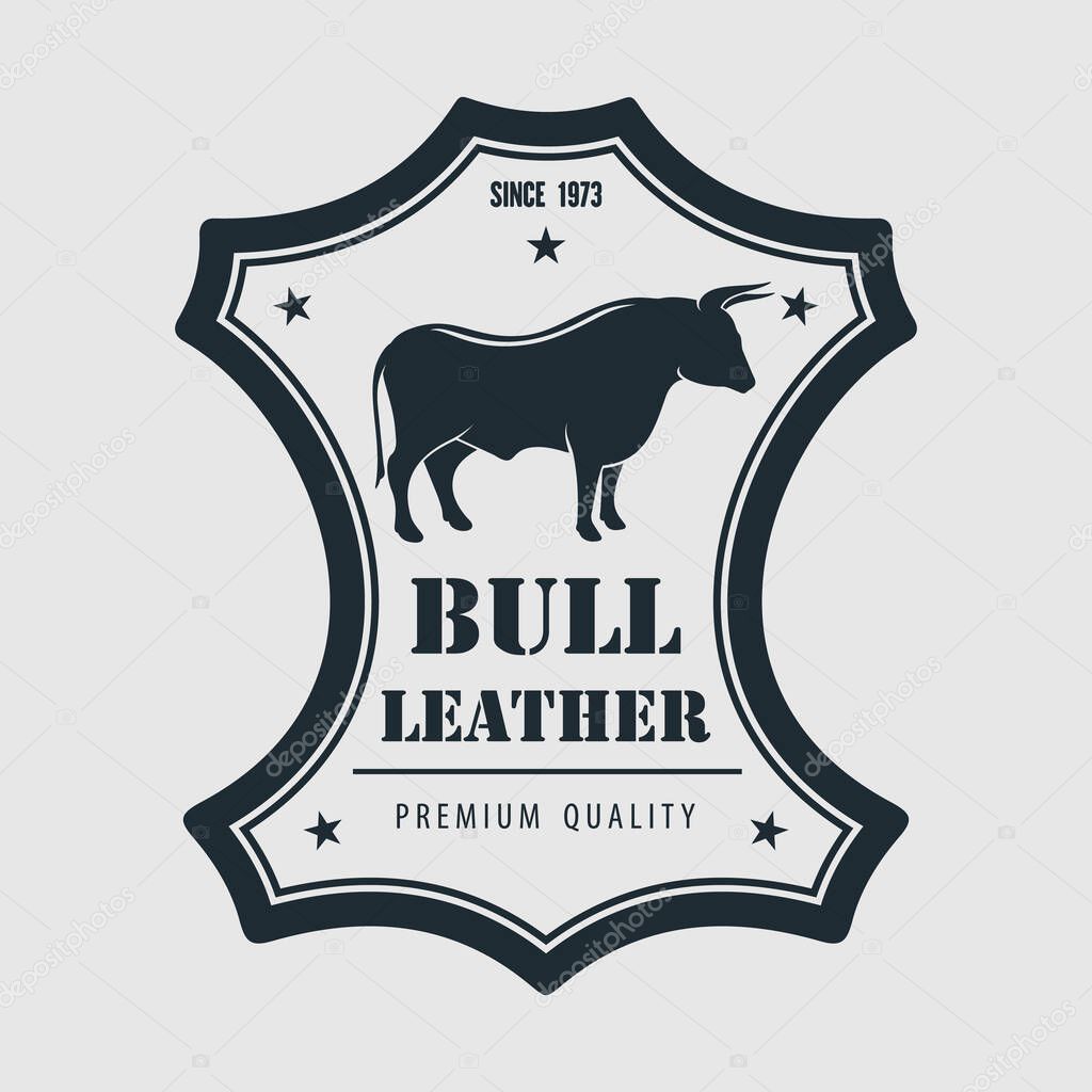 Leather craft, Bull leather logo design. Vector illustration