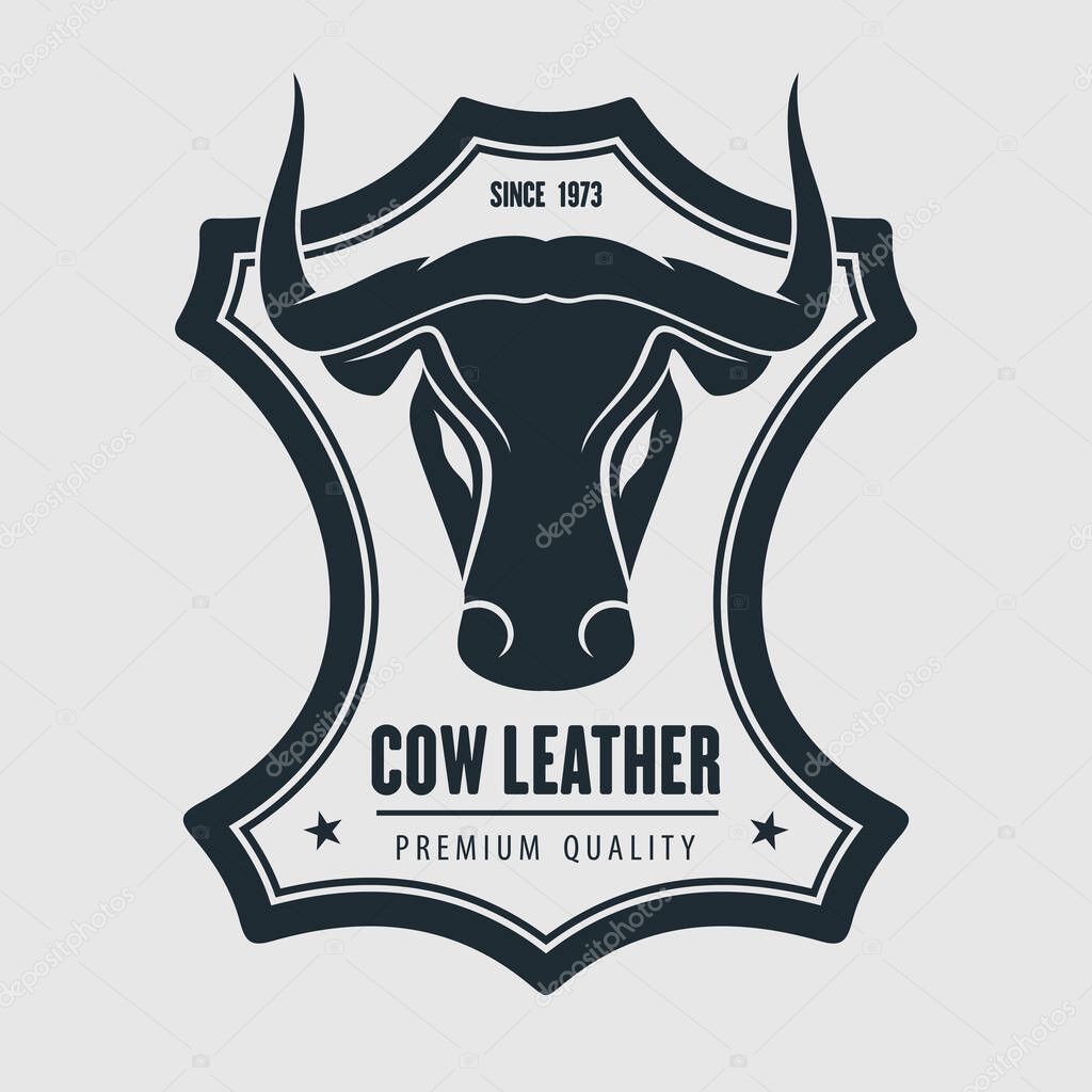 Leather craft, Cow leather logo design. Vector illustration