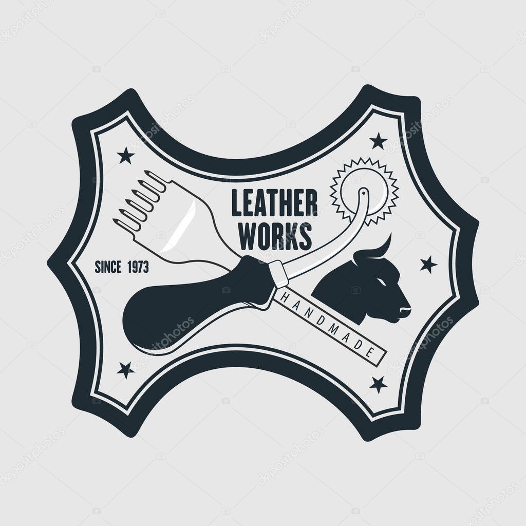 Leather works logo design template. Vector illustration