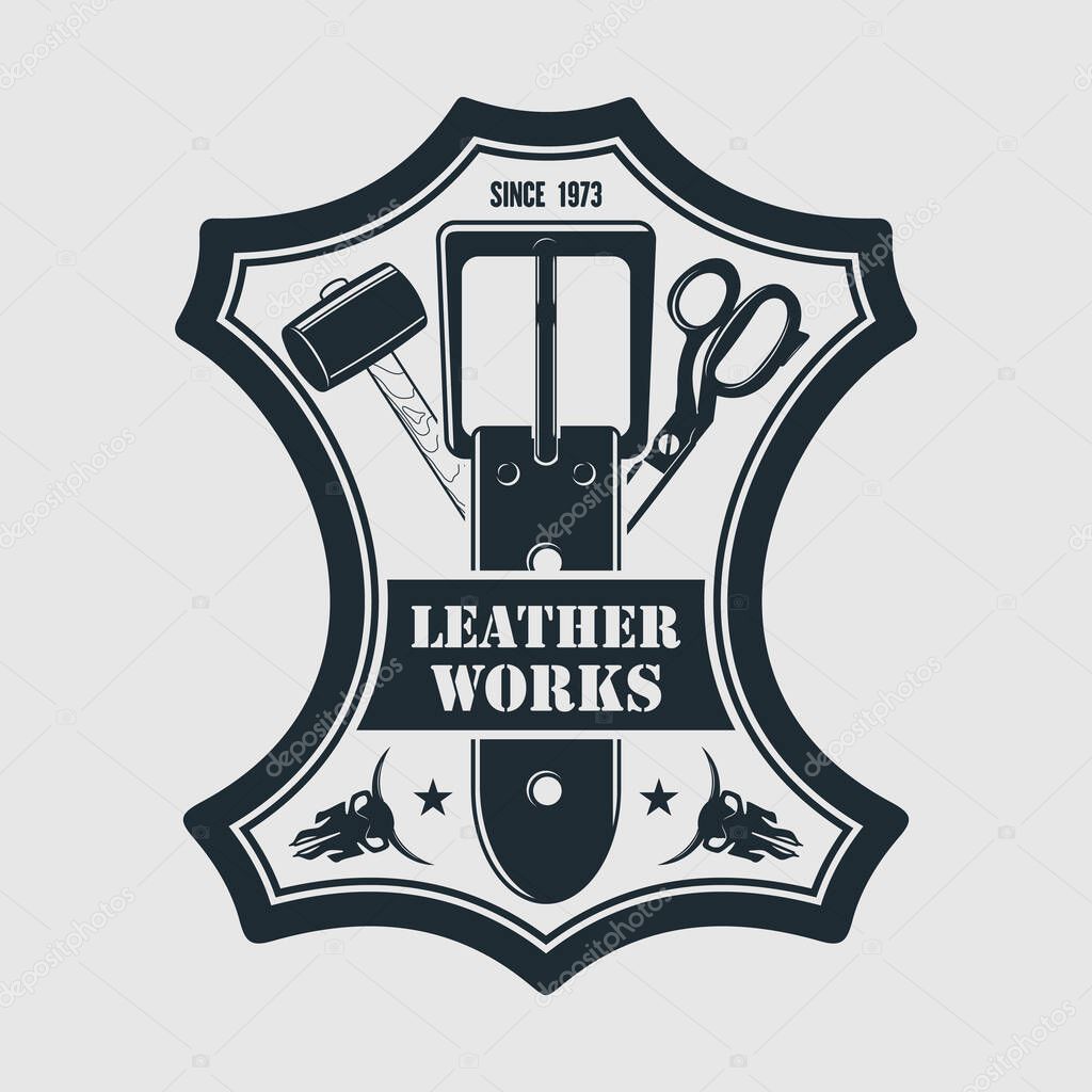 Leather works logo design template. Vector illustration