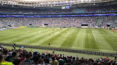 Öğleden sonra Allianz Park Palmeiras futbol sahasının genel görünümü.