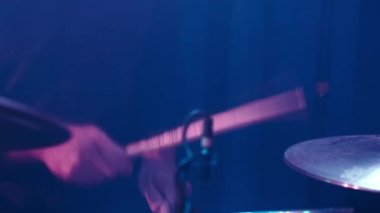 Entertainment concept. Professional performer as part of musical group band