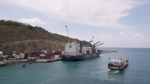 Cargo Port Foot Pointe Blanche Hill Caribbean Phillipsburg — Vídeos de Stock