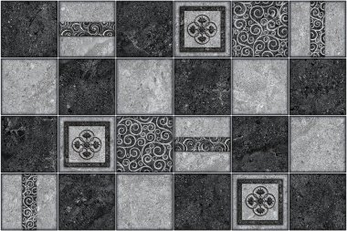 Banyo için renkli dijital duvar fayansları.