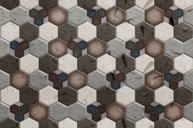 Banyo için renkli dijital duvar fayansları.