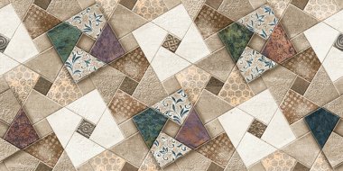 Banyo için renkli dijital duvar fayansları.