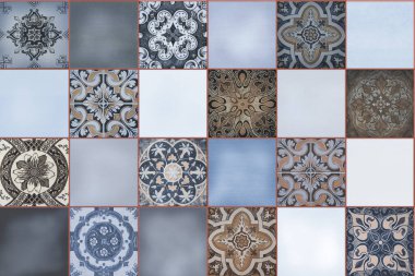 Banyo için renkli dijital duvar fayansları.