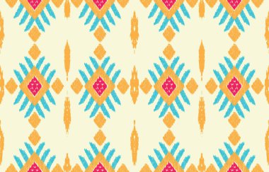 Ethnic abstract ikat art. Fabric Morocco, geometric ethnic pattern seamless  color oriental. Background, Design for fabric, curtain, carpet, wallpaper, clothing, wrapping, Batik, vector illustration