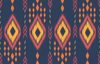 Ethnic abstract ikat art. Fabric Morocco, geometric ethnic pattern seamless  color oriental. Background, Design for fabric, curtain, carpet, wallpaper, clothing, wrapping, Batik, vector illustration